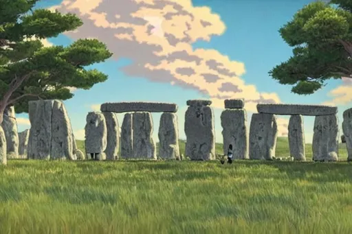 Prompt: stonehenge hyperrealistic studio ghibli