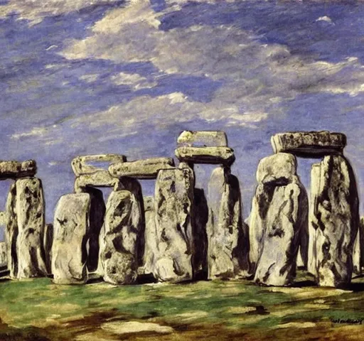 Prompt: stonehenge painted by édouard manet