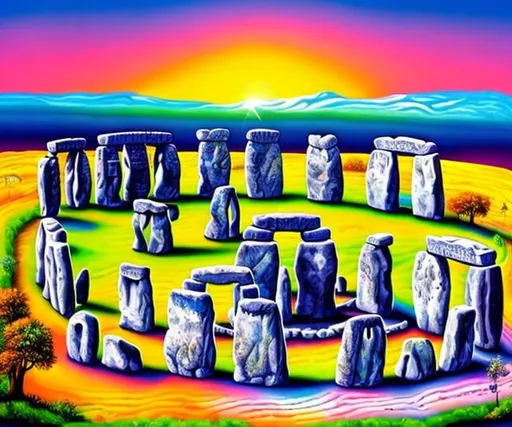 Prompt: Stonehenge painted by Lisa Frank