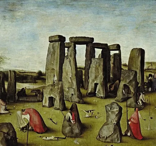 Prompt: stonehenge painted by hieronymous bosch