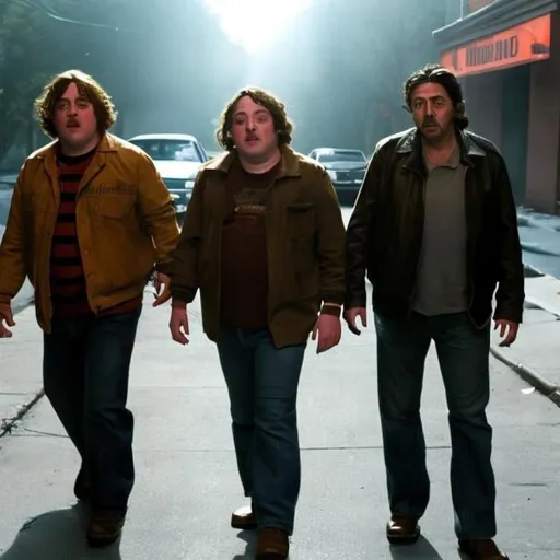 Prompt: A photograph of Michael Maronna as Pete Wrigley and Danny Tamberelli as Pete Wrigley and Robert de Niro as Neil McCauley and Al Pacino as Vincent Hanna