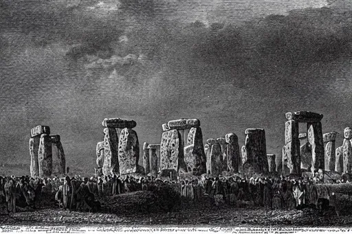 Prompt: Stonehenge by Gustave Doré 