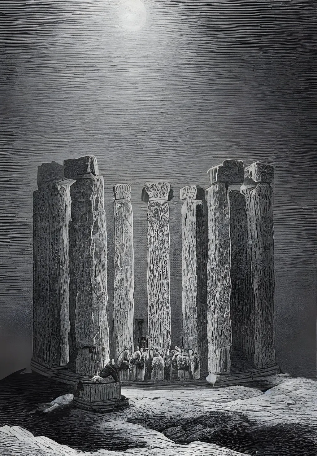 Prompt: Stonehenge by Gustave Doré 