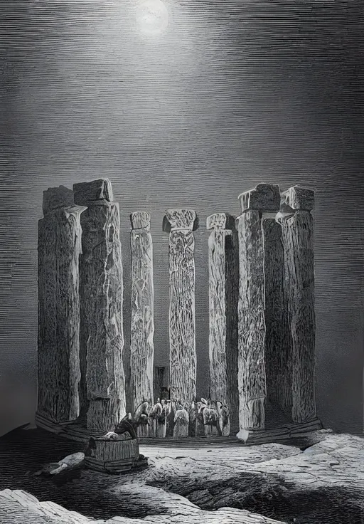 Prompt: Stonehenge by Gustave Doré 