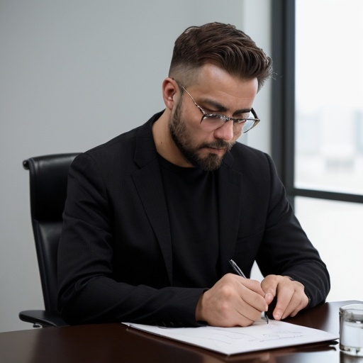 Prompt: An unknown man who is writing a text in a meeting