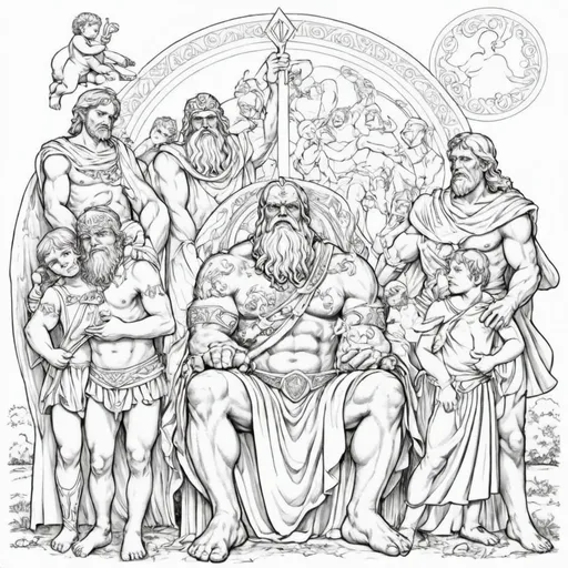 Prompt: De Voorspelling van Kronos: Kronos, de vader van Zeus, hoort een voorspelling dat een van zijn kinderen hem zal onttronen. Uit angst begint hij zijn kinderen een voor een op te eten zodra ze geboren worden.