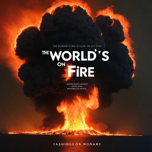 Prompt: A book cover for a short story titled "The World's on Fire". make sure the text says the title "The World's on Fire" clearly