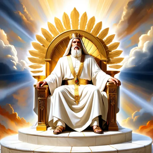 Prompt: 
The throne of God as described in Ezekiel 1:4-28