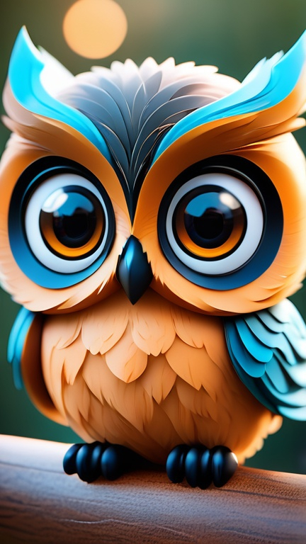Prompt: Create a baby owl with big cute eyes,  best quality, highly detailed, 8k eyes