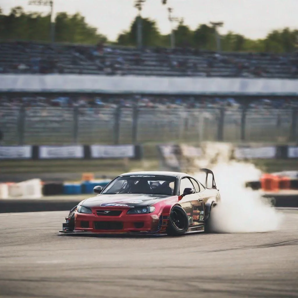 Prompt: Drift car, drifting, drift circuit, hd