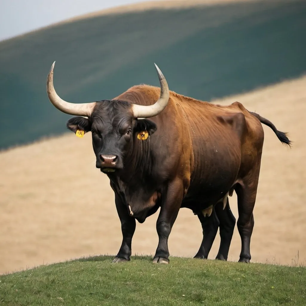 Prompt: A bull on a hill