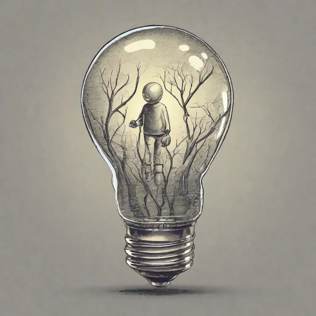 Prompt: a lightbulb person