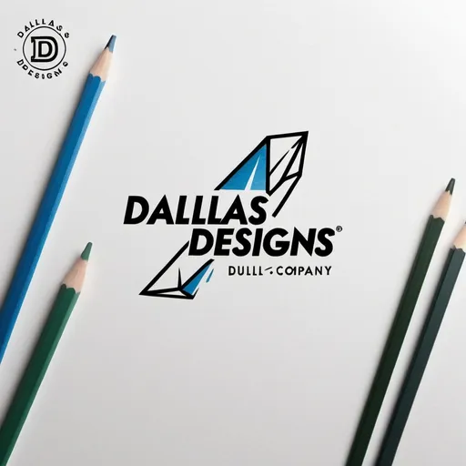 Prompt: A primary logo and secondar logo for a designing and branding company called "DallasDesigns" (a pencil drawing at the front)