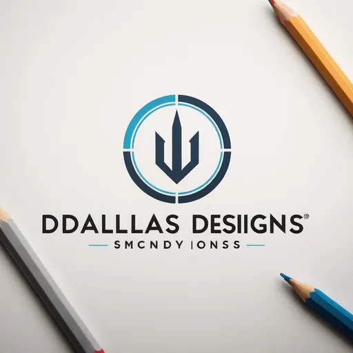 Prompt: A primary logo, secondary logo, simplified logo and a sub-mark for a designing and branding company called "DallasDesigns" (a pencil drawing at the front) 
