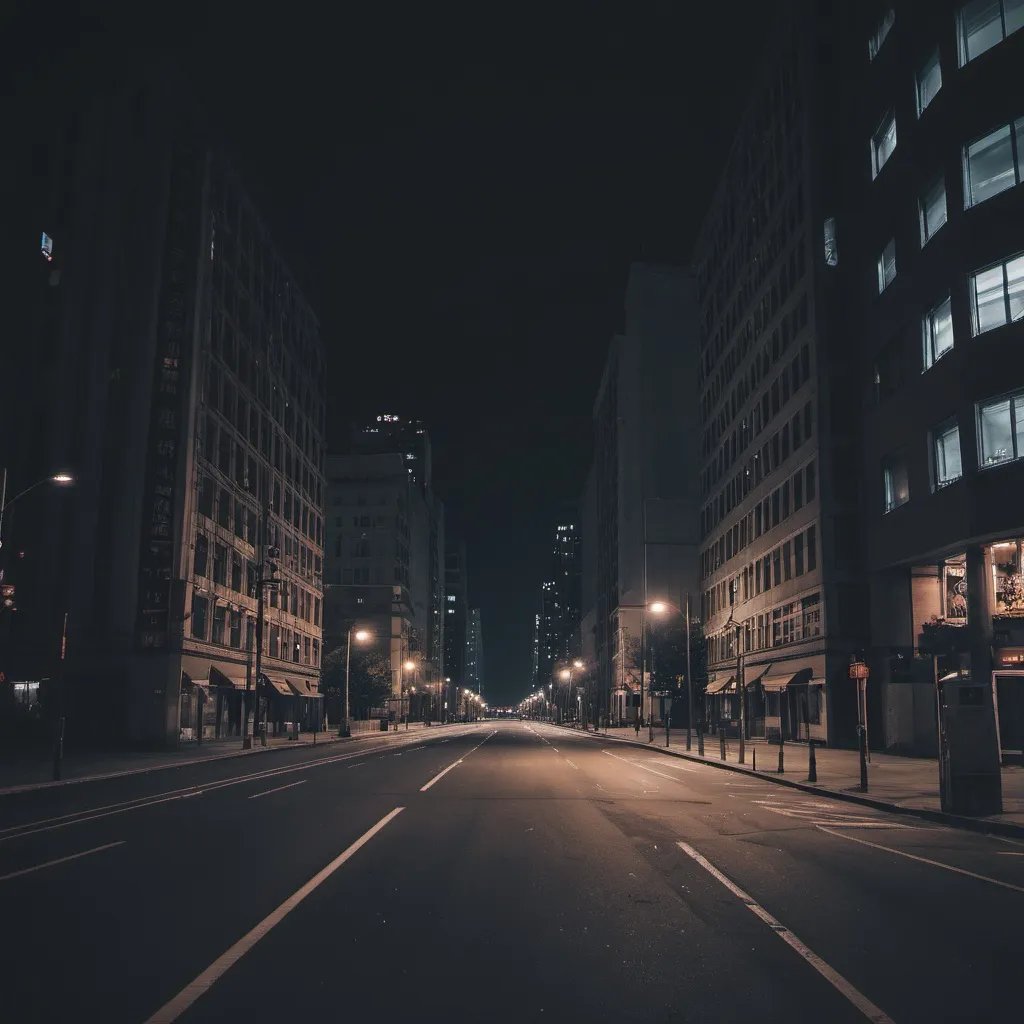 Prompt: A city night that is empty