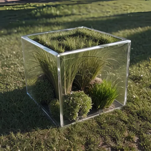 Prompt: a  grass cube but it must look like it came from real life