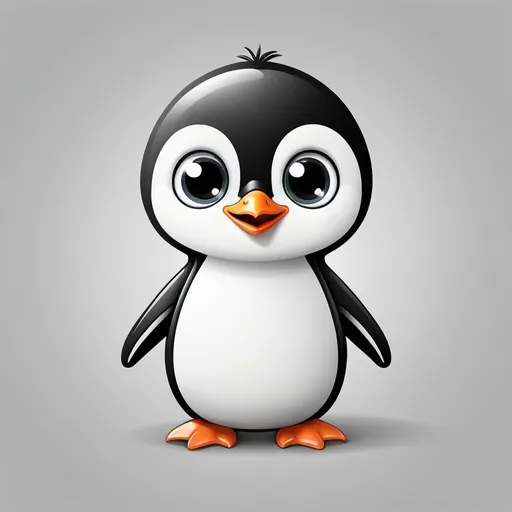 Prompt: cute simplified cartoon black and white  penguin baby illustration with big eyes