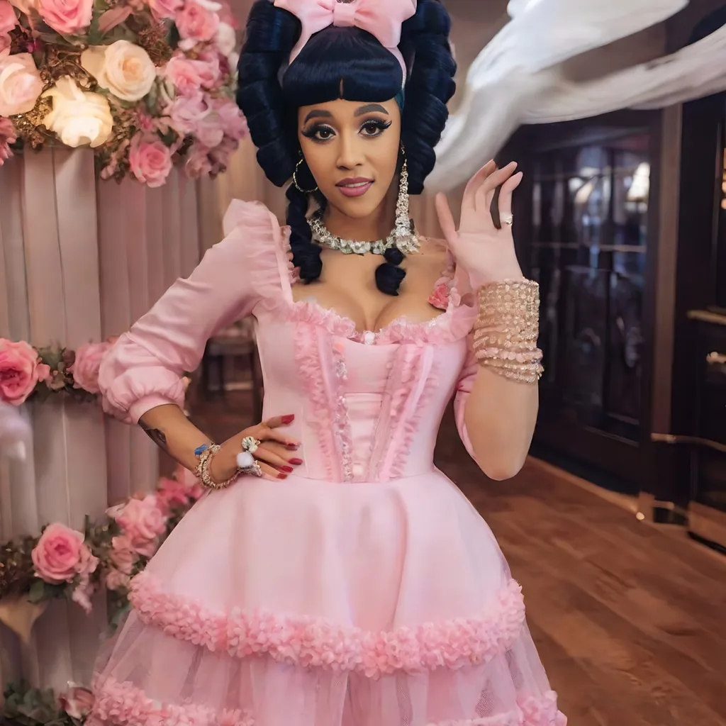 Prompt: cardi b dressed as melanie martinez