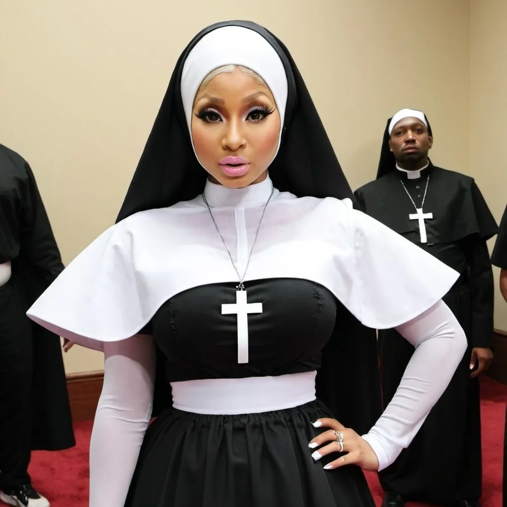 Prompt: nicki minaj  dressed as nun