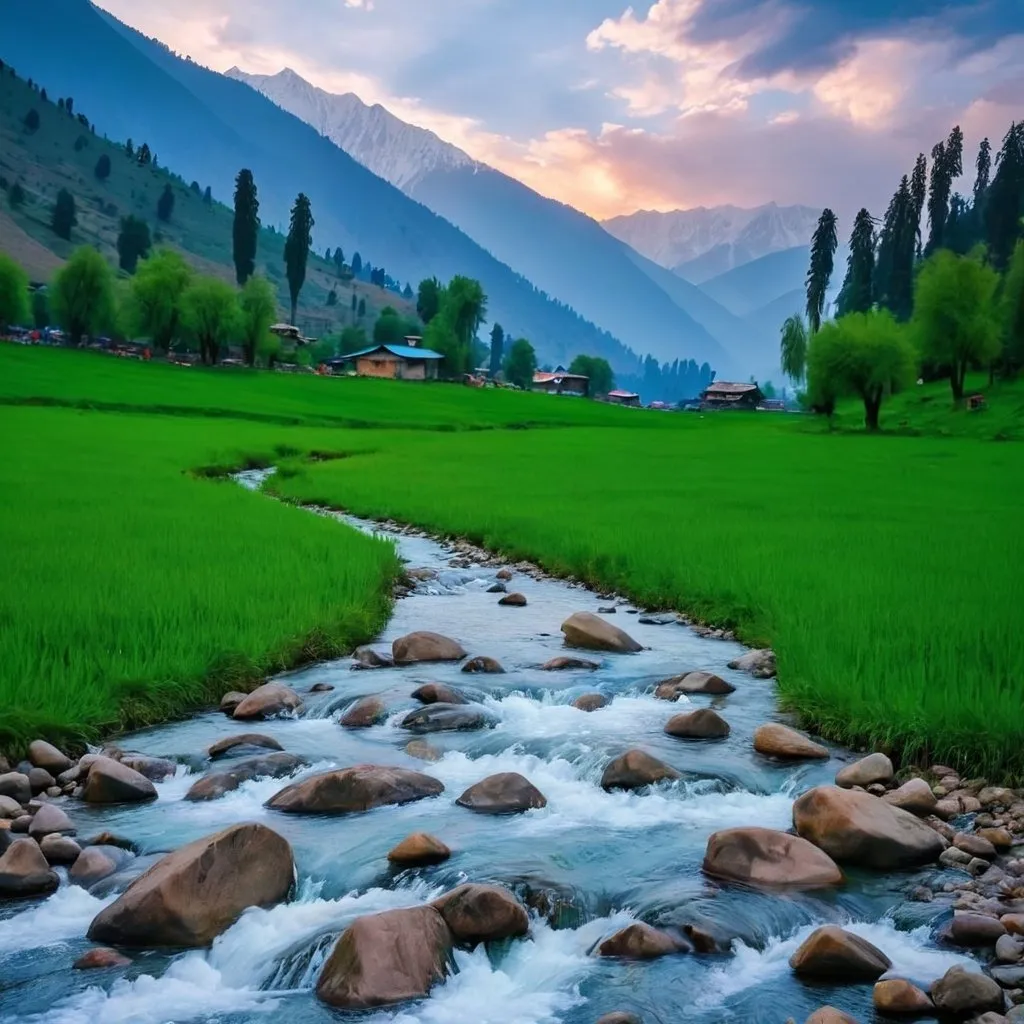 Prompt: The scenery of Kashmir is beautiful 