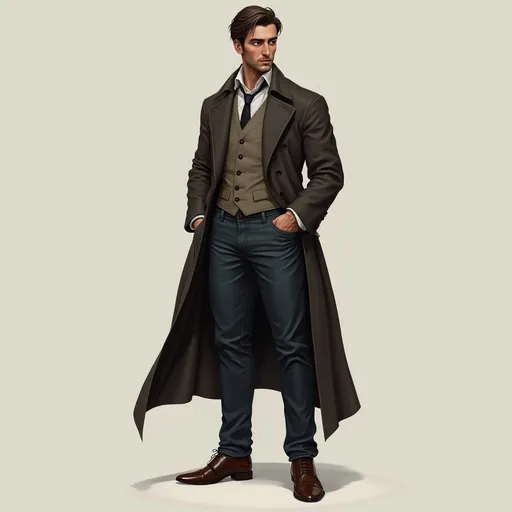 Prompt: create 2d male character in 19 century era and should be different because i want to create a game from that character dress style should be normal not suit a shirt and jean and i want game character remove the coat and shirt and  simple dressing
