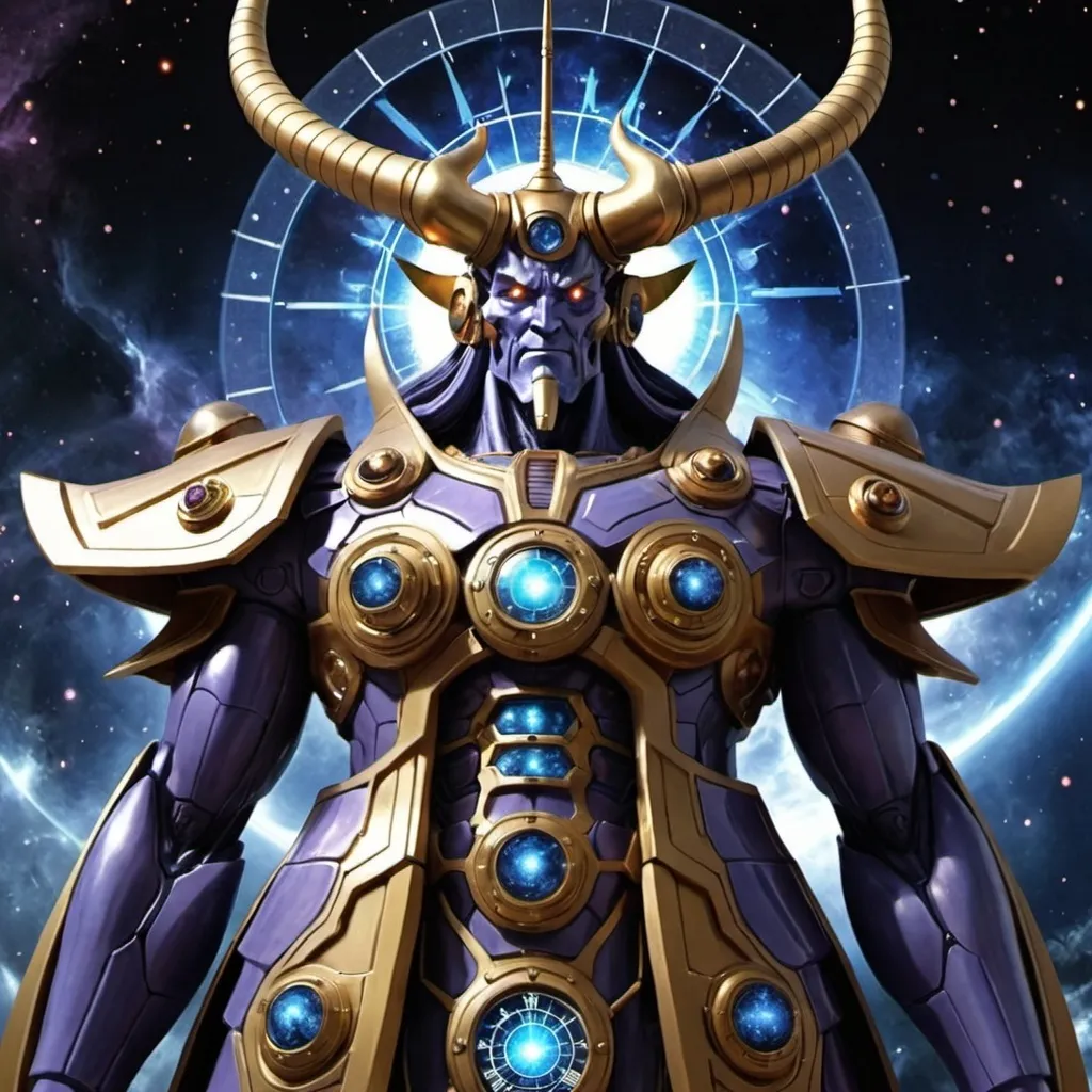 Prompt: The Chronarchitect is one of the old gods, kin of Unicron and Primus. Also known as the Time Walker, he exists in abstract form outside of linear time, because his taking of a physical form disrupts our perception of time. He intervenes to support the Grand Plan.

In his guise as the Ruler of Time and Space (時と空間を統べる者 Toki to Kūkan o Suberumono), he is said to be the creator of the universe and is Heinrad's head supervisor. According to Heinrad, lives to the Ruler are nothing but worthless bugs.