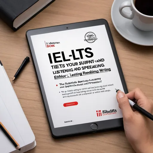 Prompt: Design a cover page of a book. The title of book:•	IELTS Preparation E-book. Subtitle: 'Achieve Your Best Score in Listening, Reading, Writing, and Speaking' Author: IELTS Excellence Academy