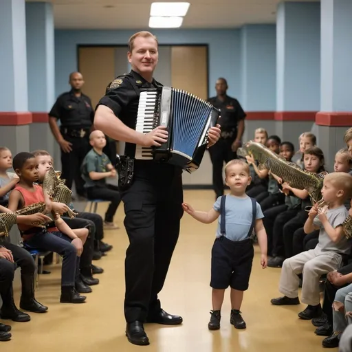 Prompt: Une huitre et son armée de petits poissons prend le train argenté pour faire de l'accordéon dans une salle de concert.