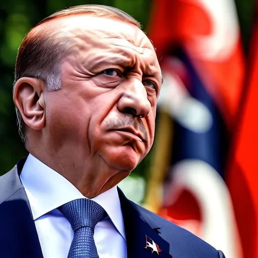 Prompt: Design an engaging and impactful Twitter profile picture for President Recep Tayyip Erdoğan. The image should convey strength, leadership, and a sense of unity. Incorporate elements that reflect Turkey's culture and identity. Ensure the picture is visually appealing and aligns with the president's public image. 