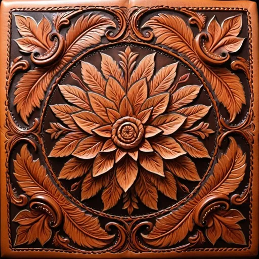 Prompt: Hand tooled leather, full image