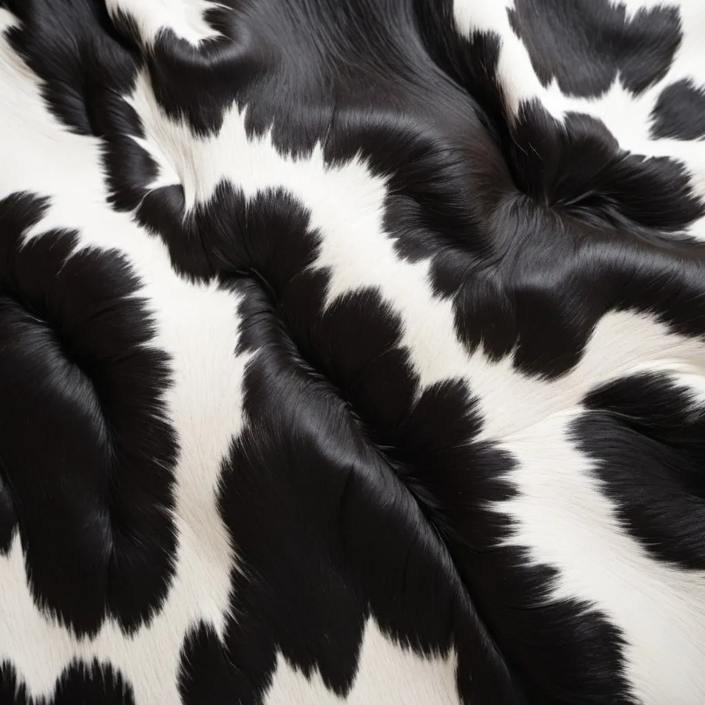 Prompt: Smooth and flat Cowhide print for background, black and white