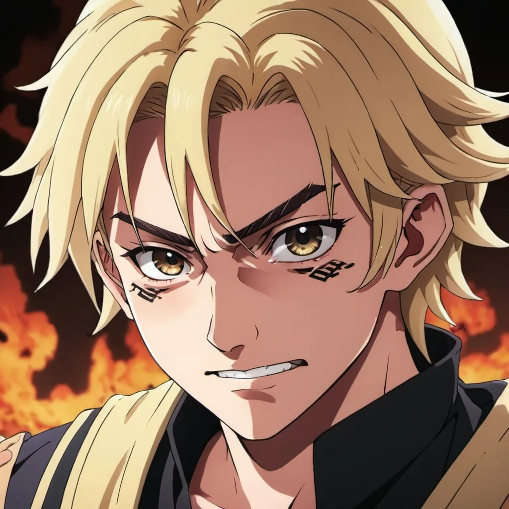 Prompt: an anime demon slayer with blonde hair