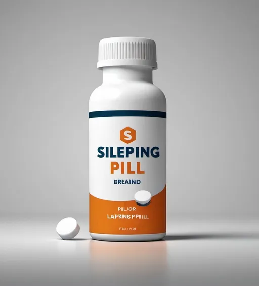 Prompt: Create a sleeping pill brand logo with a bottle. Make it look premium. You can suggest the brand of sleeping pill
