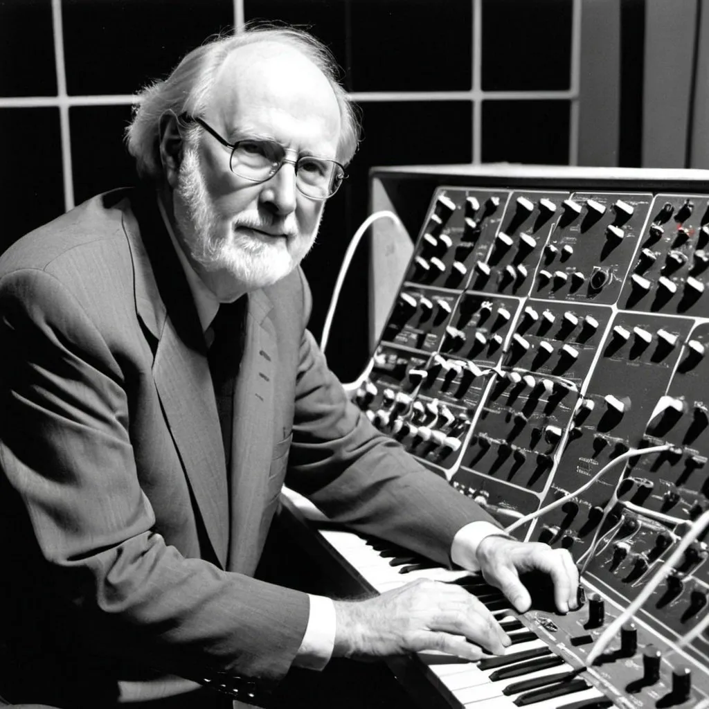 Prompt: John williams with the syntesizer moog