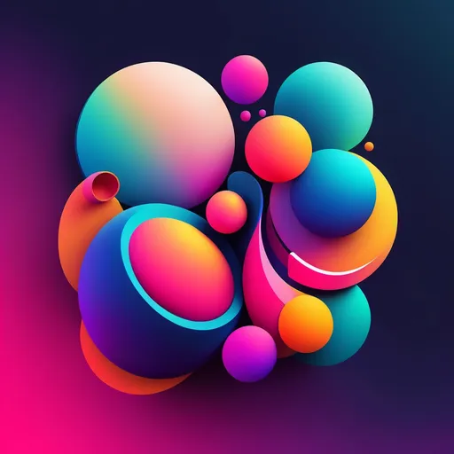 Prompt: Abstract illustration colorful shapes, neon realism style, layered, soft rounded forms, subtle gradients, bold patterns