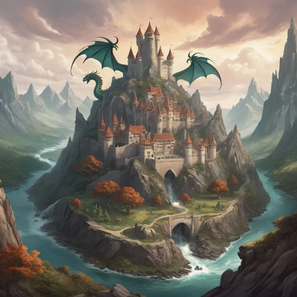 Prompt: A kingdom inhabited by elemental dragons