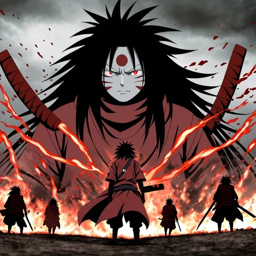 Prompt: Madara uchiha in battlefield