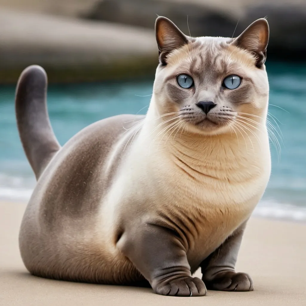 Prompt: A beautiful half cat and seal that looks extremely life like.  But looks mostly like a seal.