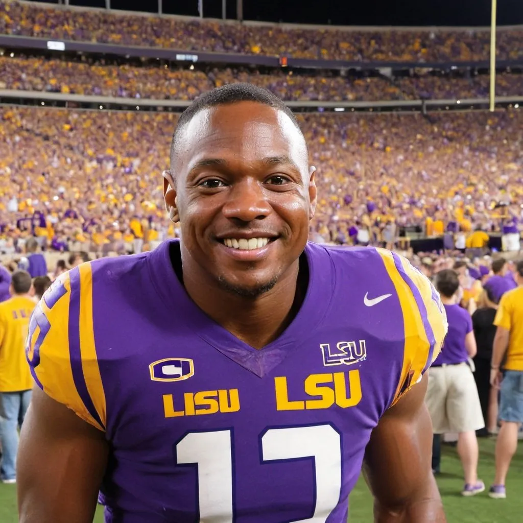 Prompt: a guy named Dwayne and he LOVES LSU