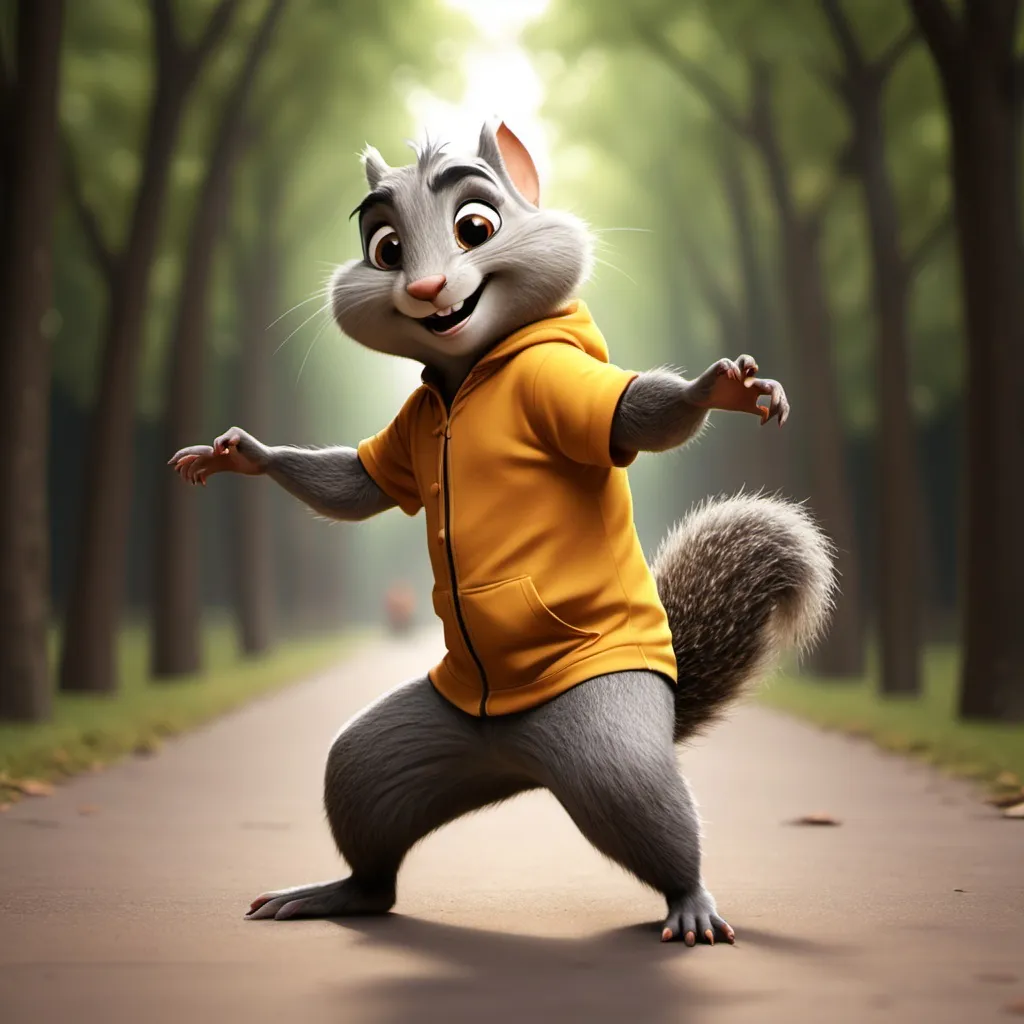 Prompt: Create a Squrillel animation dance on kamariya gole gole