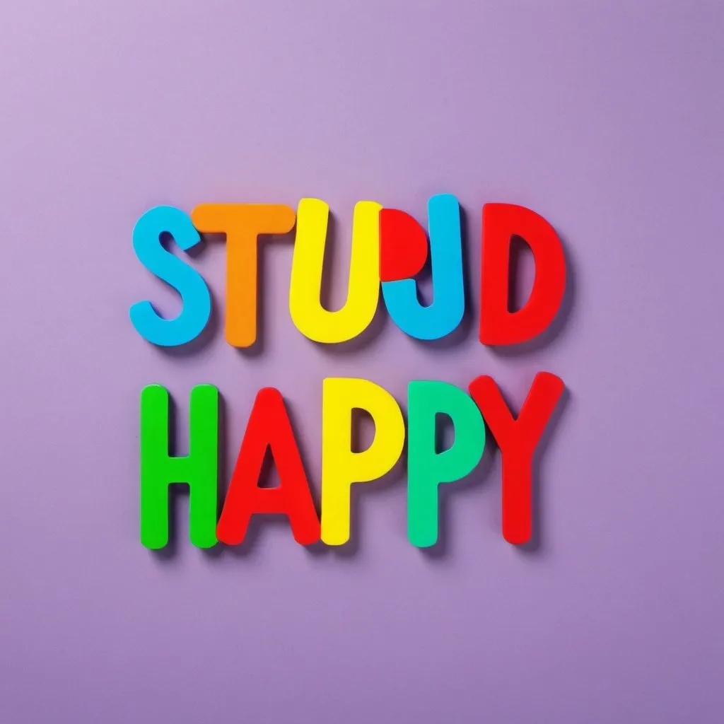 Prompt: STUPID HAPPY WRITTEN IN DIFFERENT COLOURS 