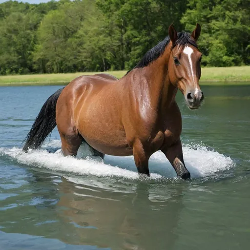 Prompt: A horse swimming
