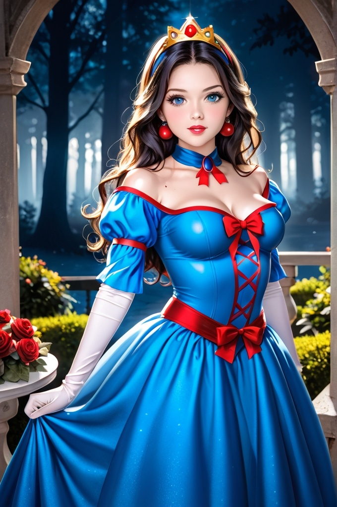 Prompt: Score_9, Luis Royo style, Ultra-detailed, hyper-realistic, Photorealism, Disney's Princess Snow White, seductively beautiful, stunningly gorgeous 