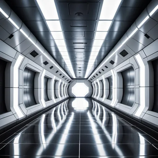 Prompt: an expansive scifi underground complex of interconnected rooms and corridors. the walls, ceilings, and floors of the level all appear to be constructed from the same white ceramic scifi tile. light is cast from irregular angles. humid climate, spacious, massive greek arena. brightly lit.