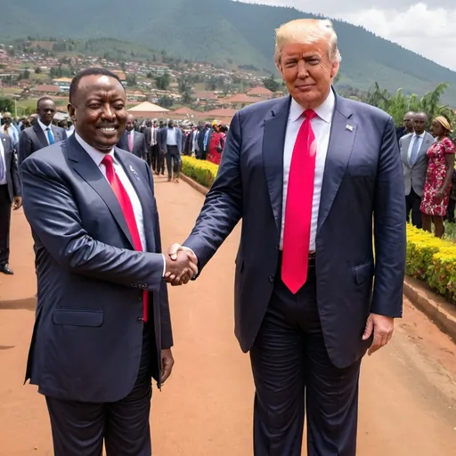 Prompt: PICTURES OF DONALD TRUMP IN KIGALI RUWANDA WITH THE RUWANDA PRESIDENT FOR 2024 CAMPAIN