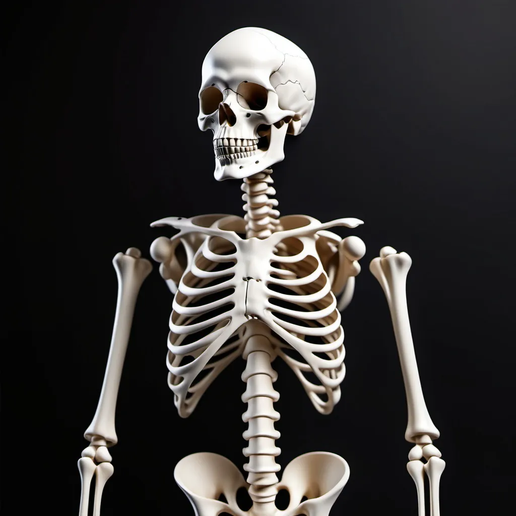 Prompt: It creates an image of a human skeleton. That it has an elegant background, it is to use it for a slidea