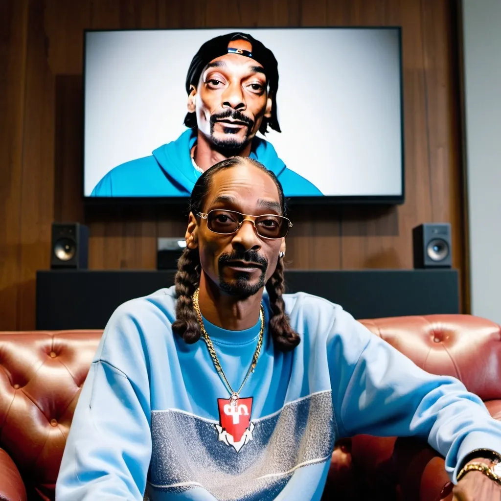 Prompt: snoop dogg watching youtube on a big screen