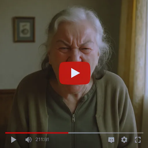 Prompt: Fabrique moi une vidéo d'une vieille femme qui rit agressivement