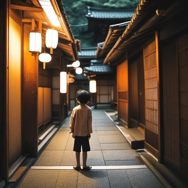 Prompt: Japanese atmosphere and a boy 