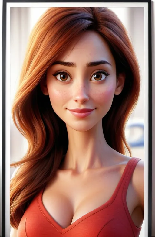 Prompt: Realistic image movie poster pixar style focus on 1girl hot mom , slim  40 years old ,  disney movie poster